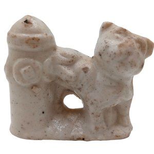 Vintage Dog Figurine At Hydrant Figure Ceramic Collectible